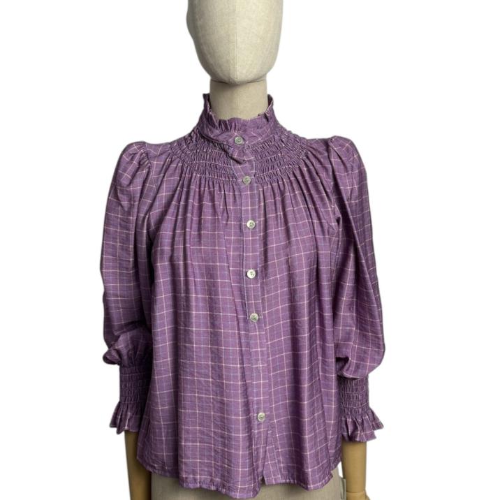Camisa fruncida de cuadros