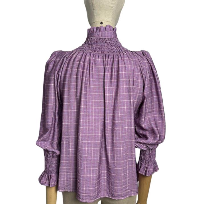Camisa fruncida de cuadros