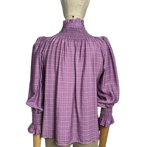 Camisa fruncida de cuadros