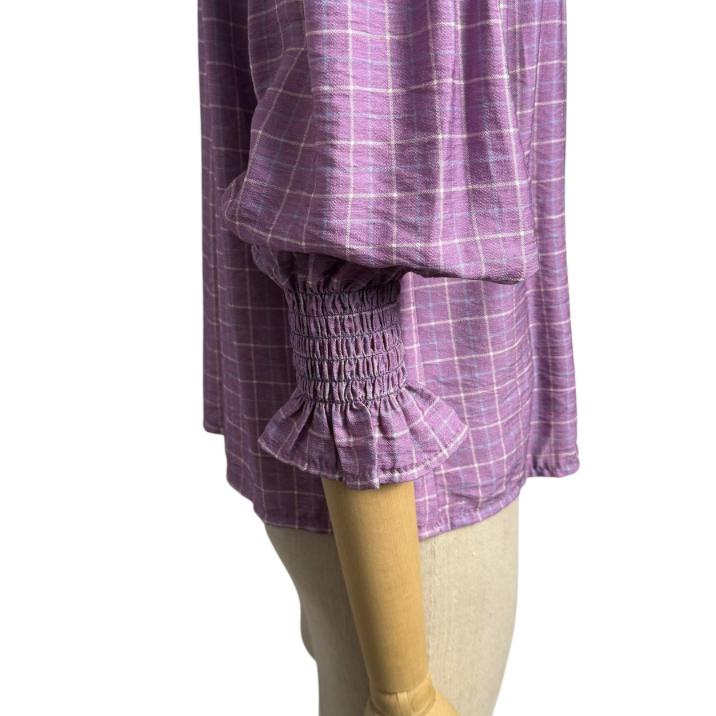 Camisa fruncida de cuadros
