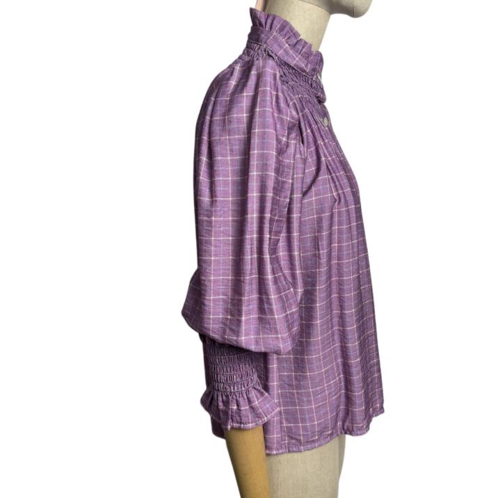 Camisa fruncida de cuadros