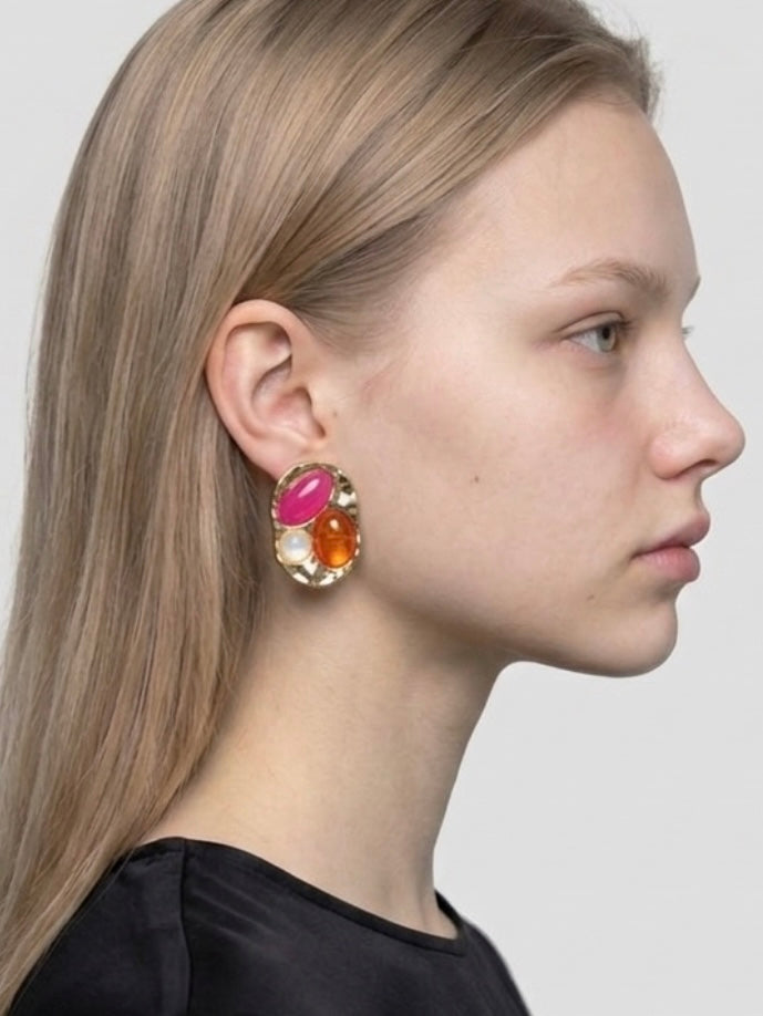 Pendientes de piedras de colores