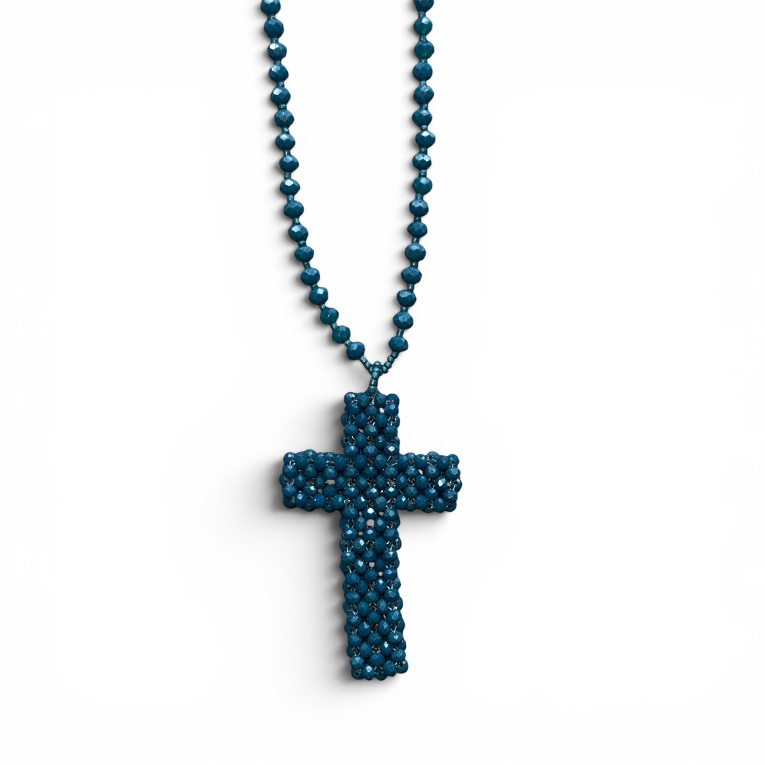 Collar cruz de bolitas
