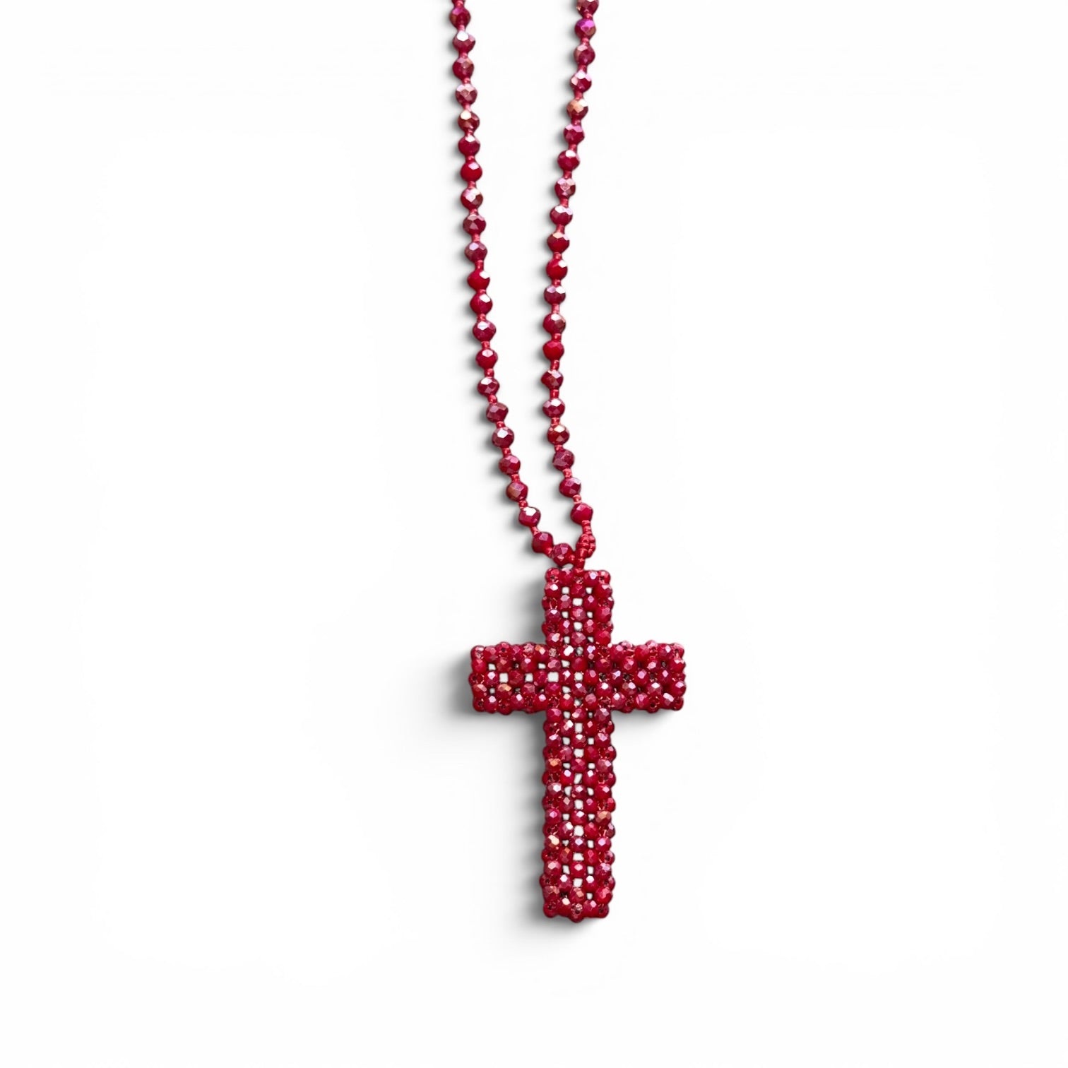 Collar cruz de bolitas