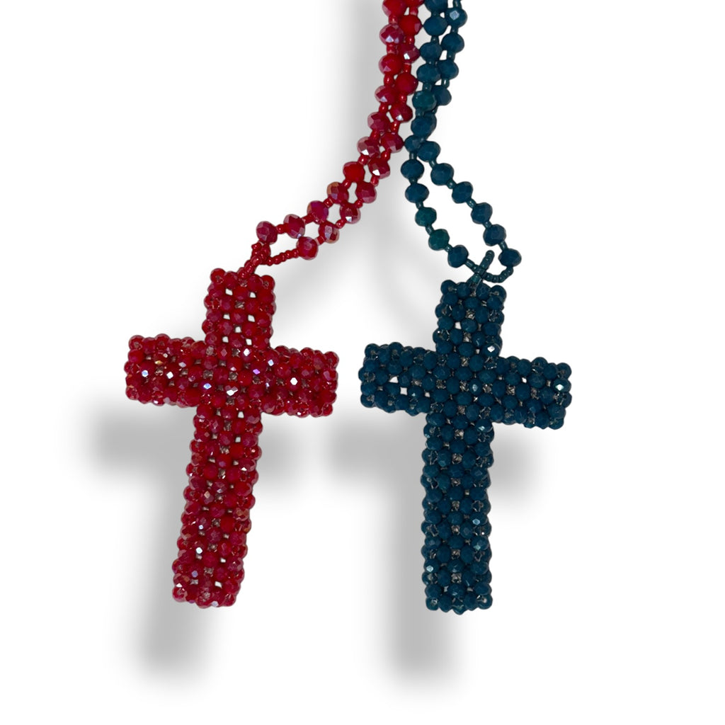 Collar cruz de bolitas