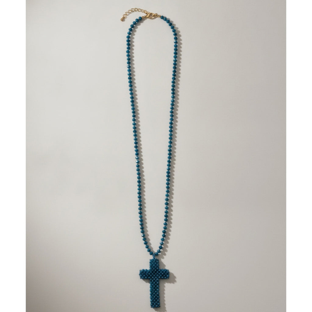 Collar cruz de bolitas