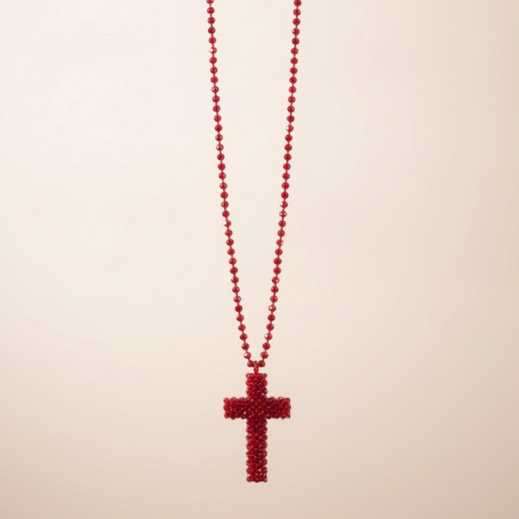 Collar cruz de bolitas