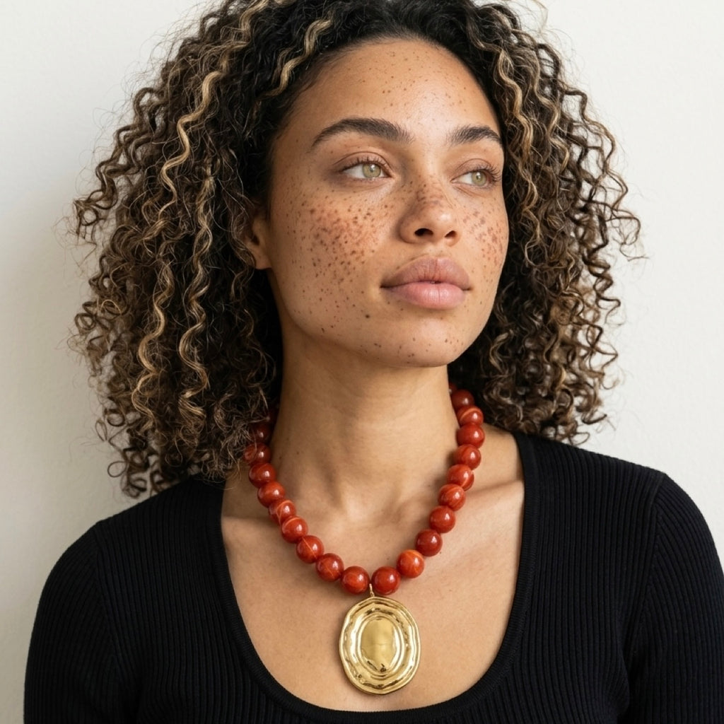 Collar de bolas con abalorio