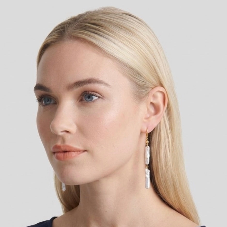 Pendientes largos nácar