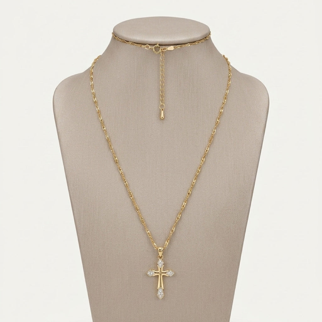 Collar de cruz con brillo