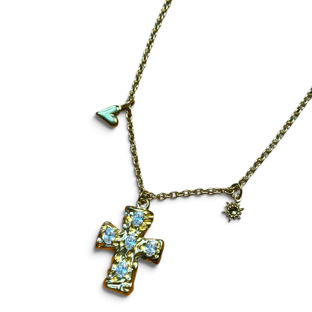 Collar cruz con brillos