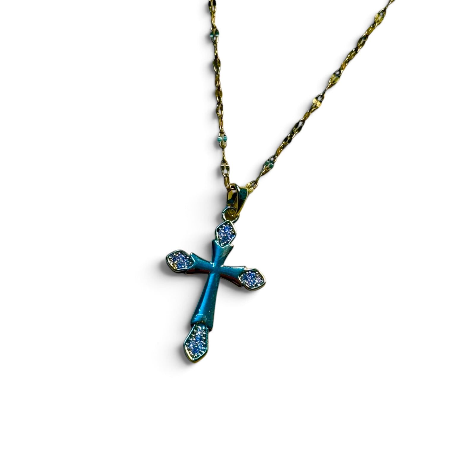 Collar de cruz con brillo
