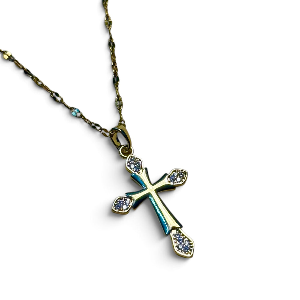 Collar de cruz con brillo