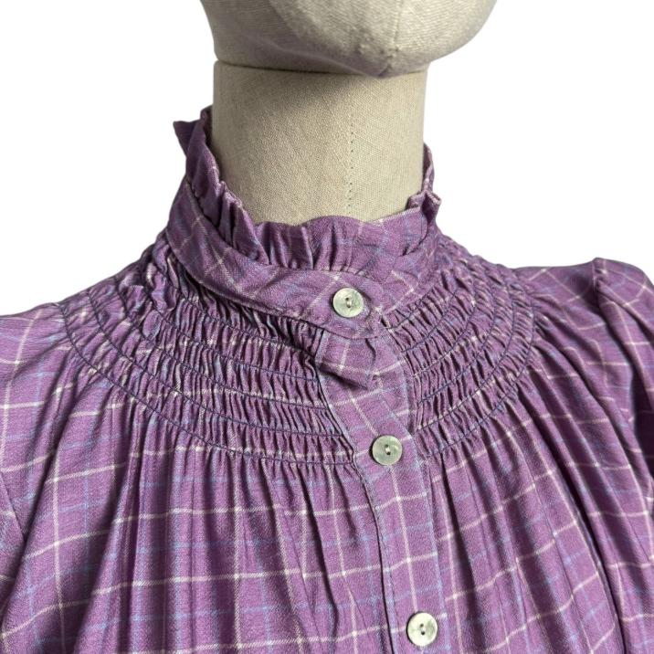 Camisa fruncida de cuadros